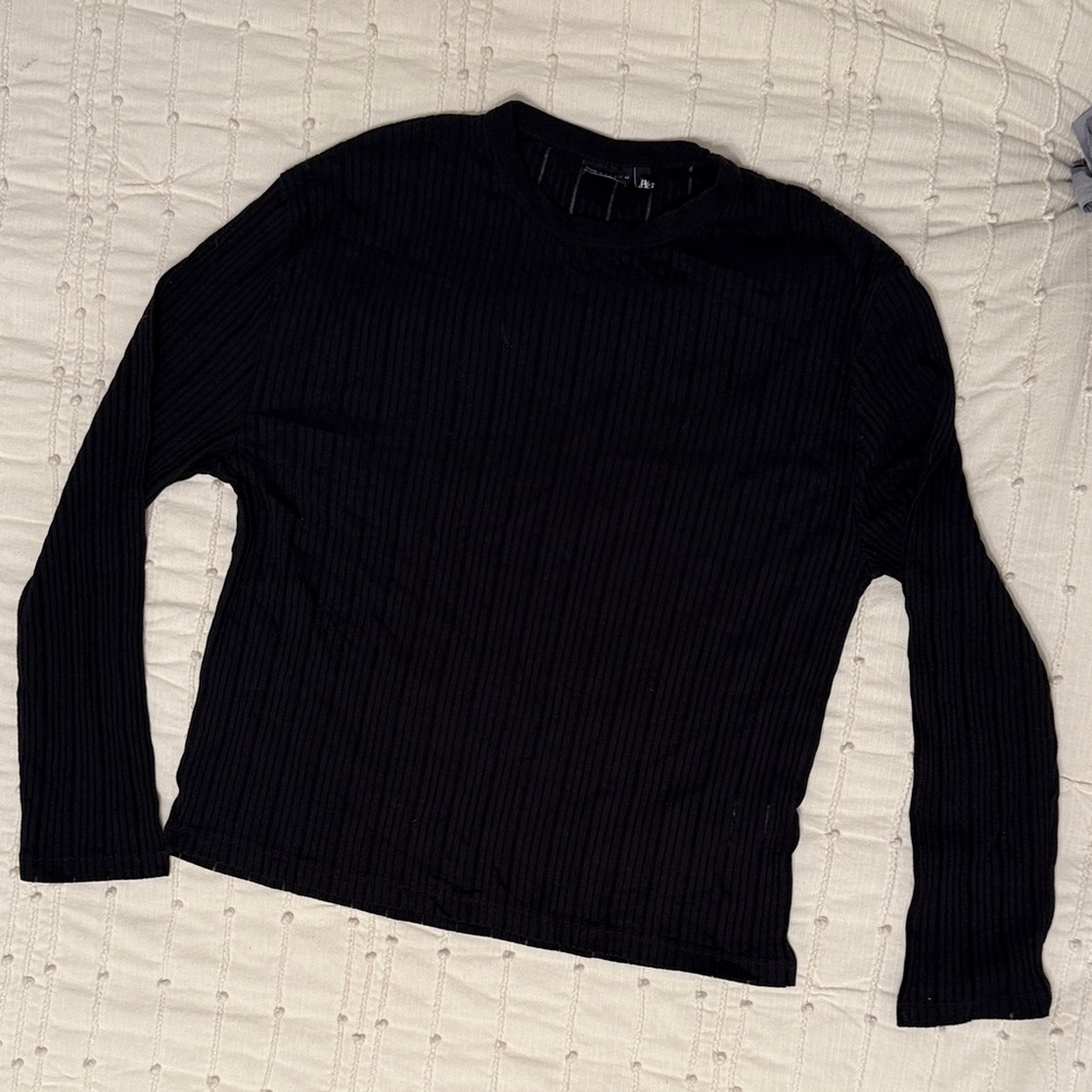 ASOS Men's Black Ribbed Crewneck Sweater